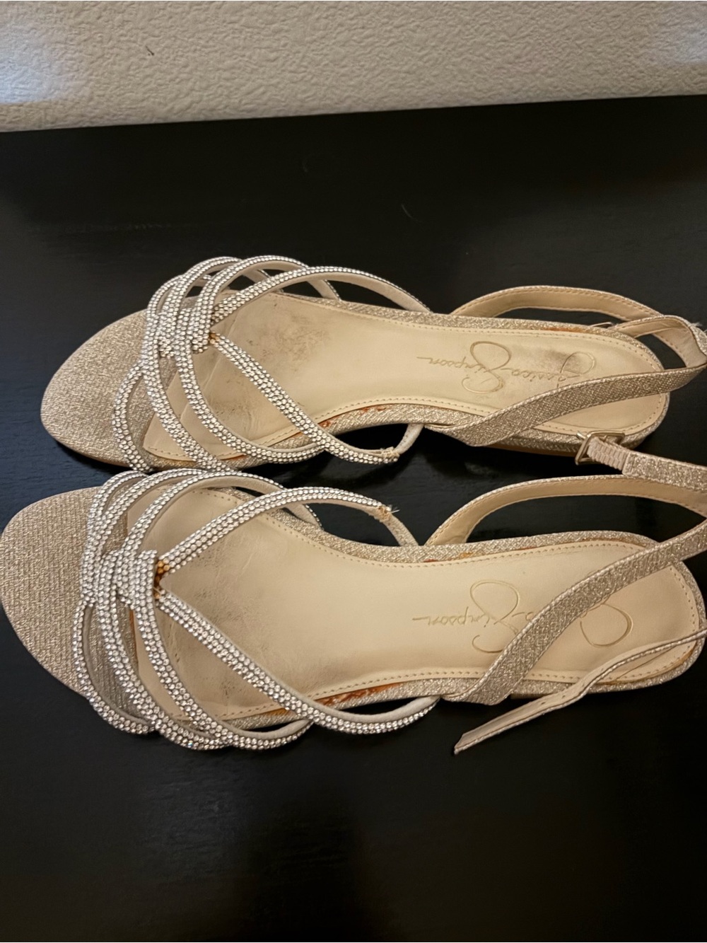 Jessica Simpson Crystal-Strap Gold Women's Dress Sandals size 8